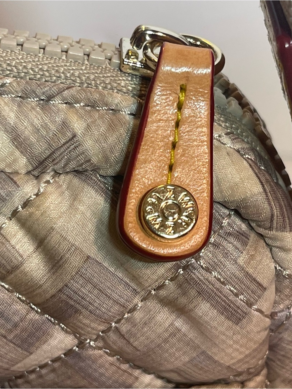 MZ Wallace Quilted Crossbody in Beige Taupe with Brown Trim - Picture 3 of 12